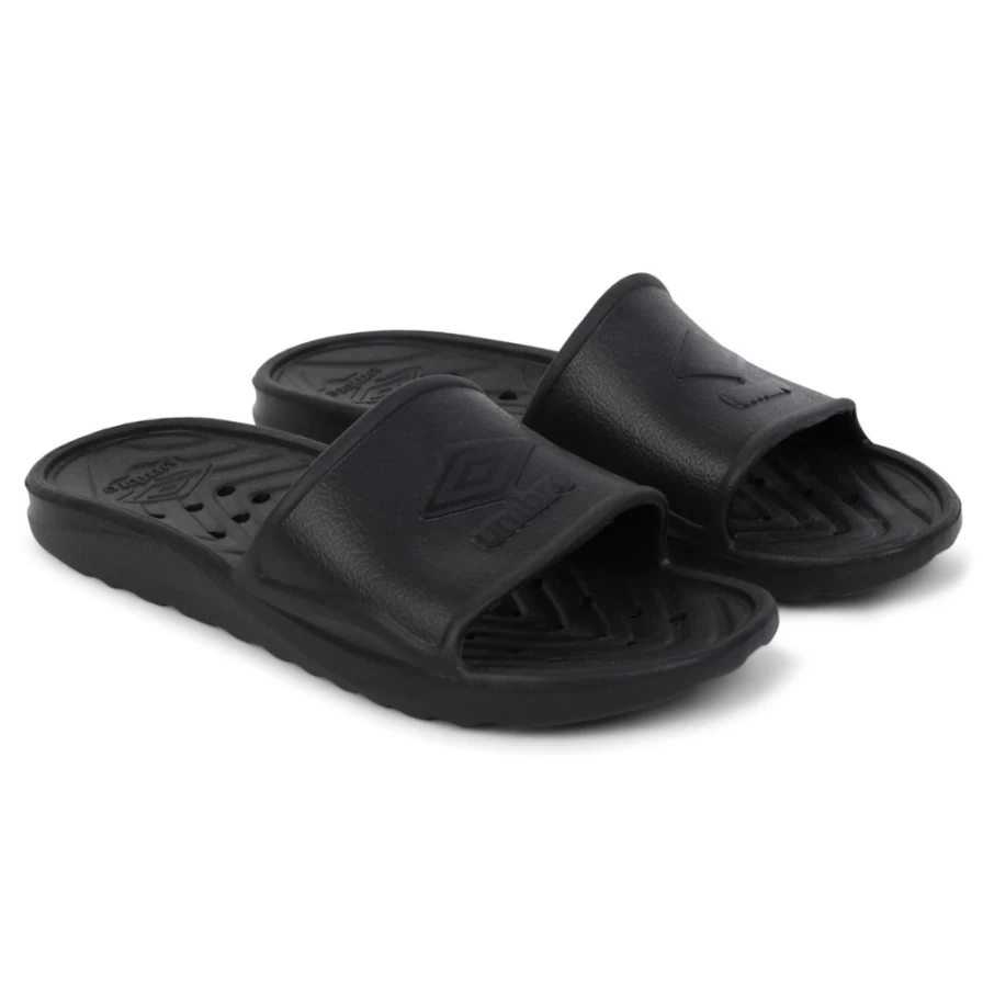 Umbro Men's Black Shower Slides - Comfortable Non-Slip Bathroom Slippers