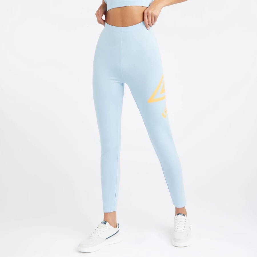 Umbro Women's Core Large Logo Leggings - Angel Falls & Blazing Orange
