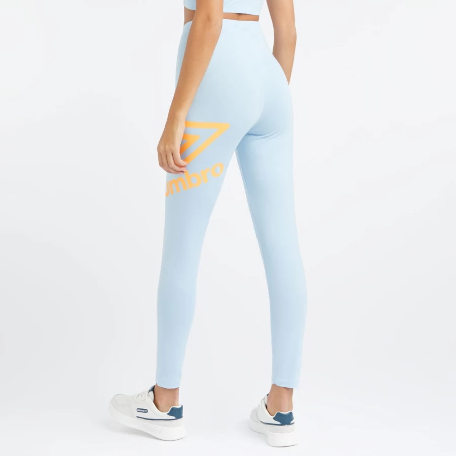 Umbro Women's Core Large Logo Leggings - Angel Falls & Blazing Orange