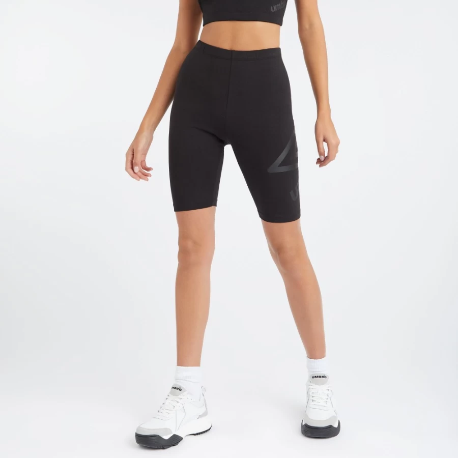 Umbro Women's Core Large Logo Cycling Shorts - Black / Black