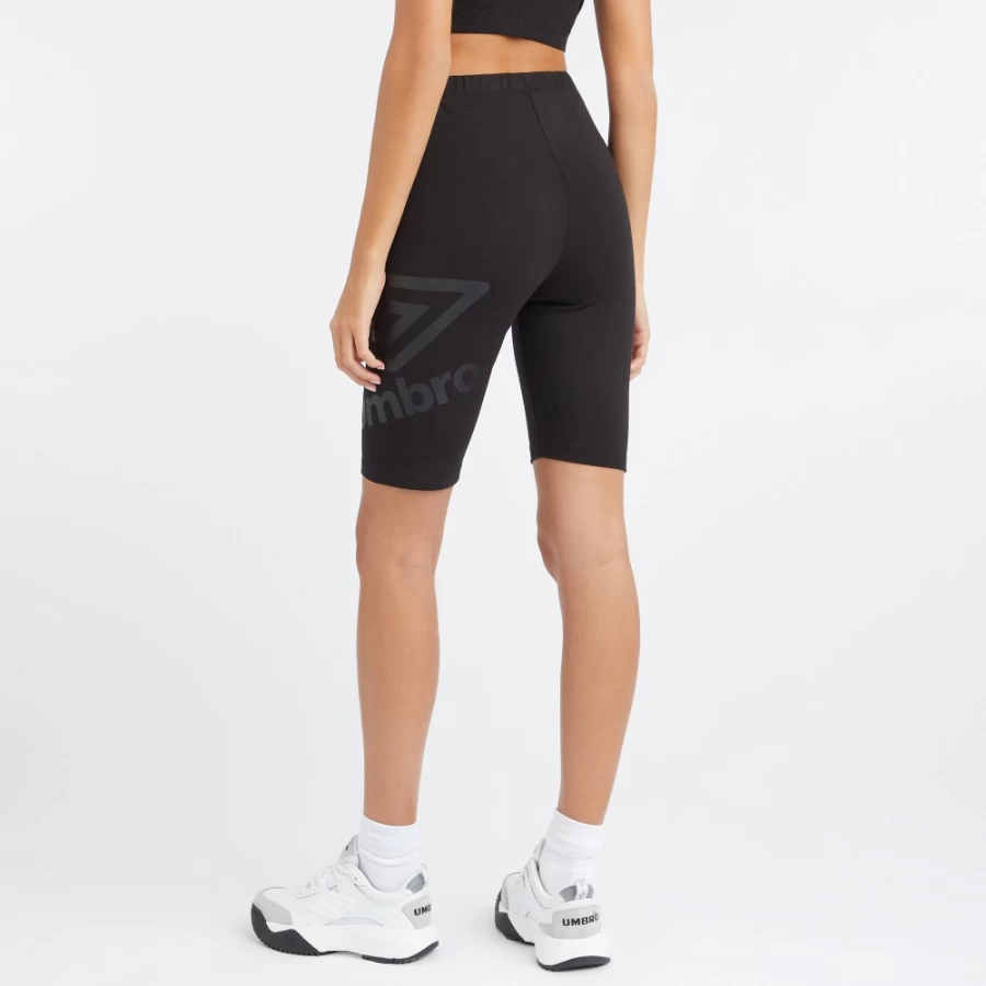 Umbro Women's Core Large Logo Cycling Shorts - Black / Black