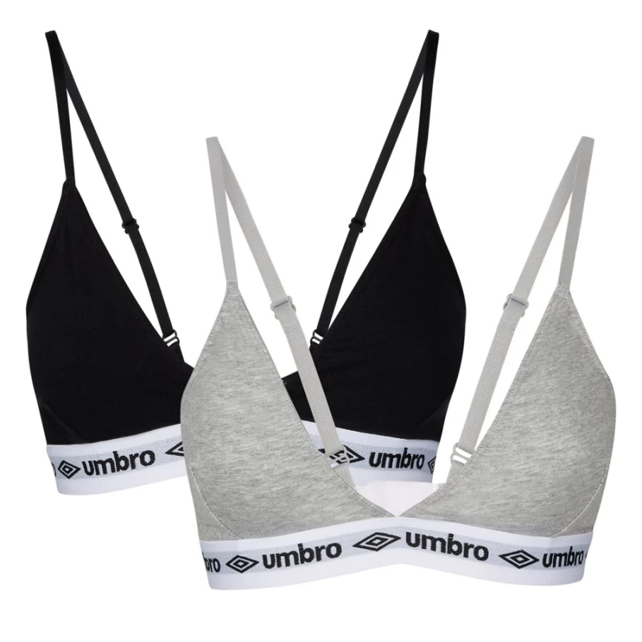 Umbro Women's Black & Grey Marl Triangle Bra 2-Pack - Comfort Sports Bras
