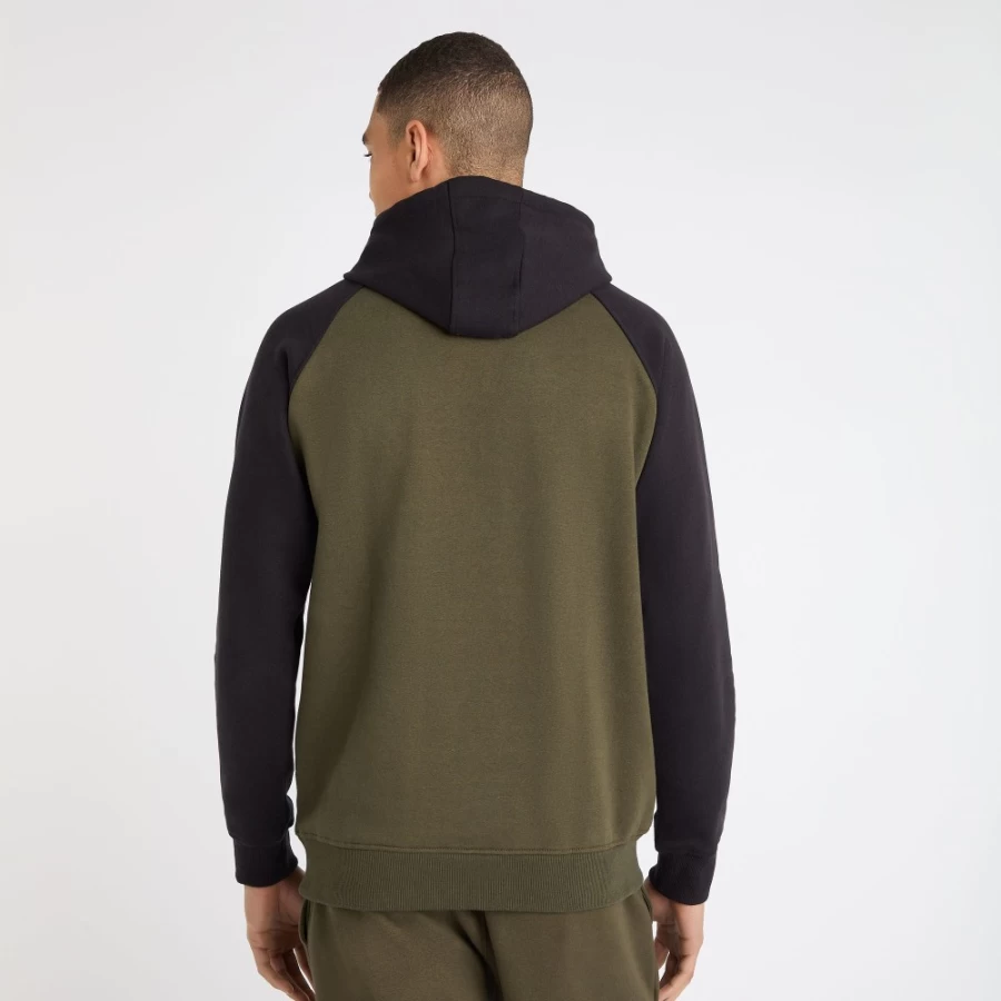 Umbro Men's Core Raglan Hood Hoodie in Forest Night & Black