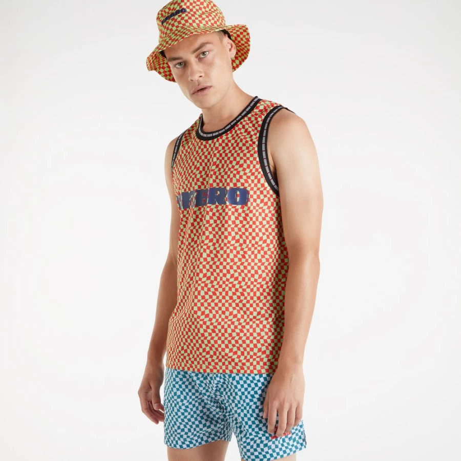 Umbro Men's MTV Vest in Jade Lime & Flame Scarlet - Athletic Sportswear