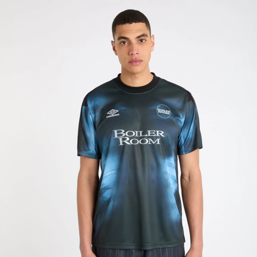 Umbro Men's Black Boiler Room Football Jersey - Official Retro Soccer Shirt
